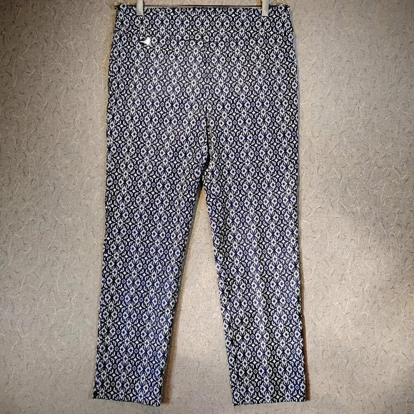 Lisette Montreal Women's Blue & White Mosaik Design Stretch Pants in  Size Large - Picture 1 of 9